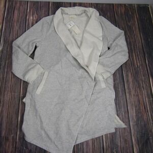 Melloday Cardigan Womens 1X Gray Shawl Collar Long Sleeve Open Front Casual Coat